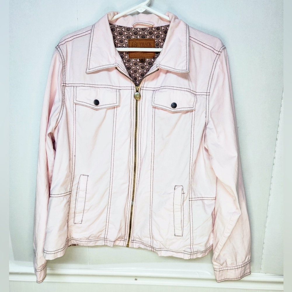 Outback Trading Company Womens Sweet Jeans Western Jacket XL Pink Denim